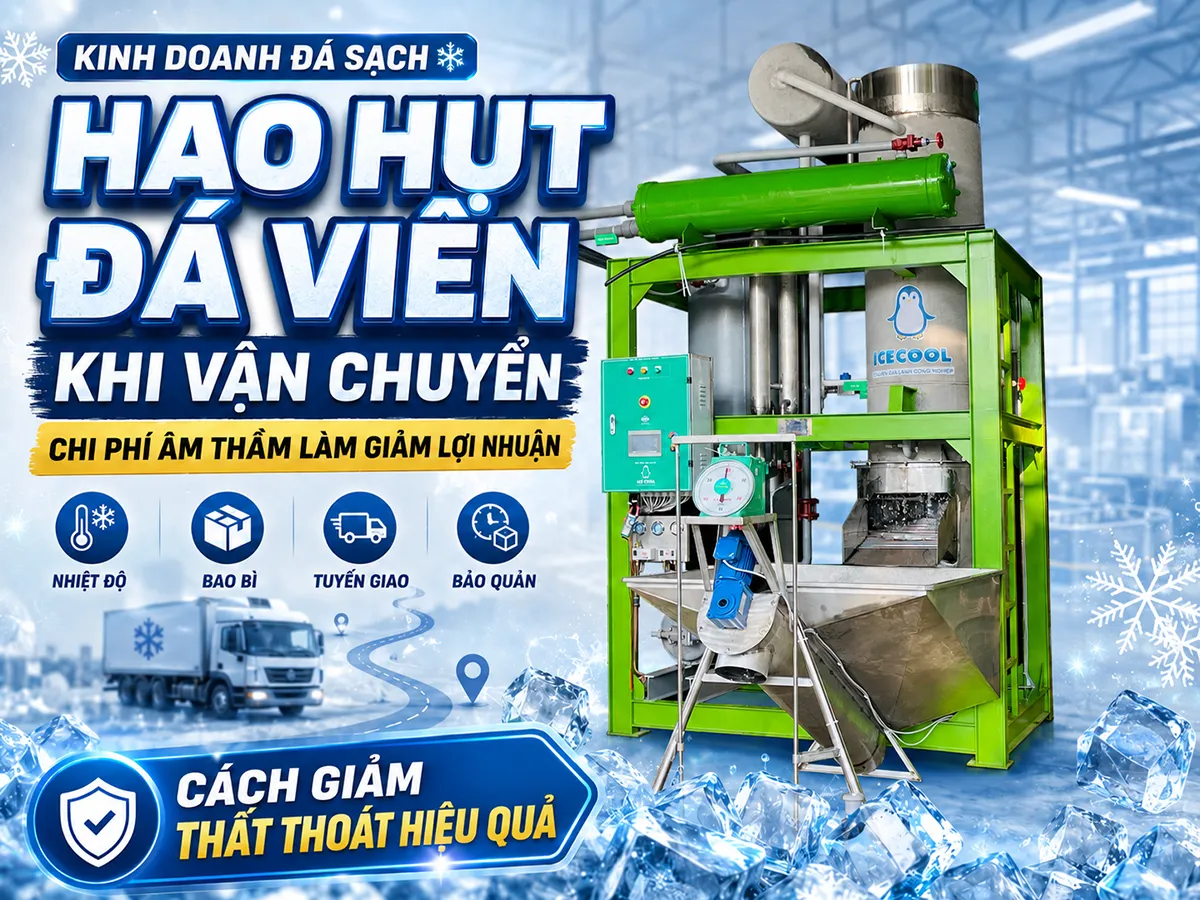 Hao hụt đá viên trong quá trình vận chuyển là chi phí cần được tính toán để bảo vệ lợi nhuận cho xưởng đá.
